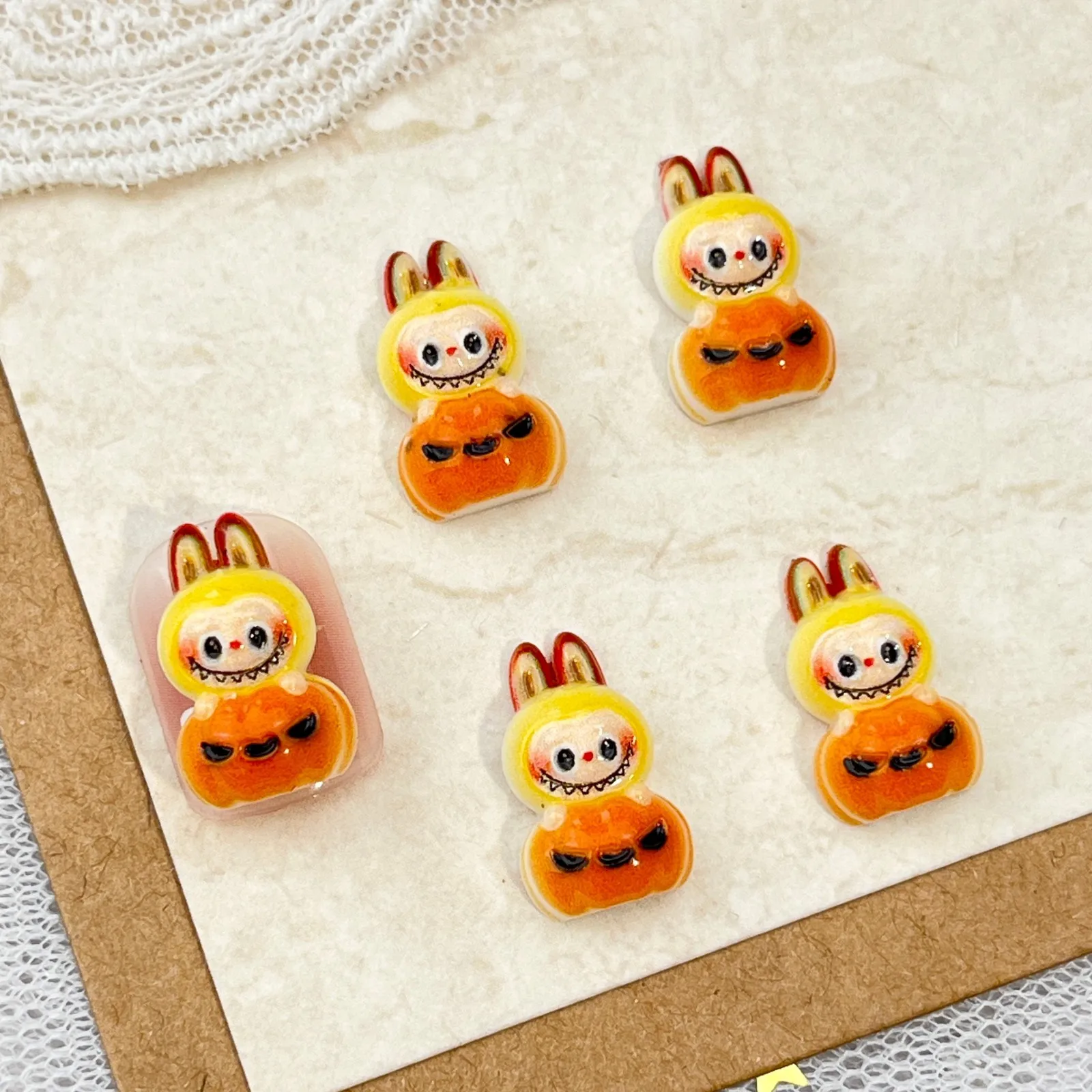 LYLE 20 Stück Niedliche Gruselige Halloween Cartoon Nagelkunst-Charms 3D buLaBU Totenkopf Kürbis Harz Flatback DIY Nageldekorationen Bling Set – Detail 10