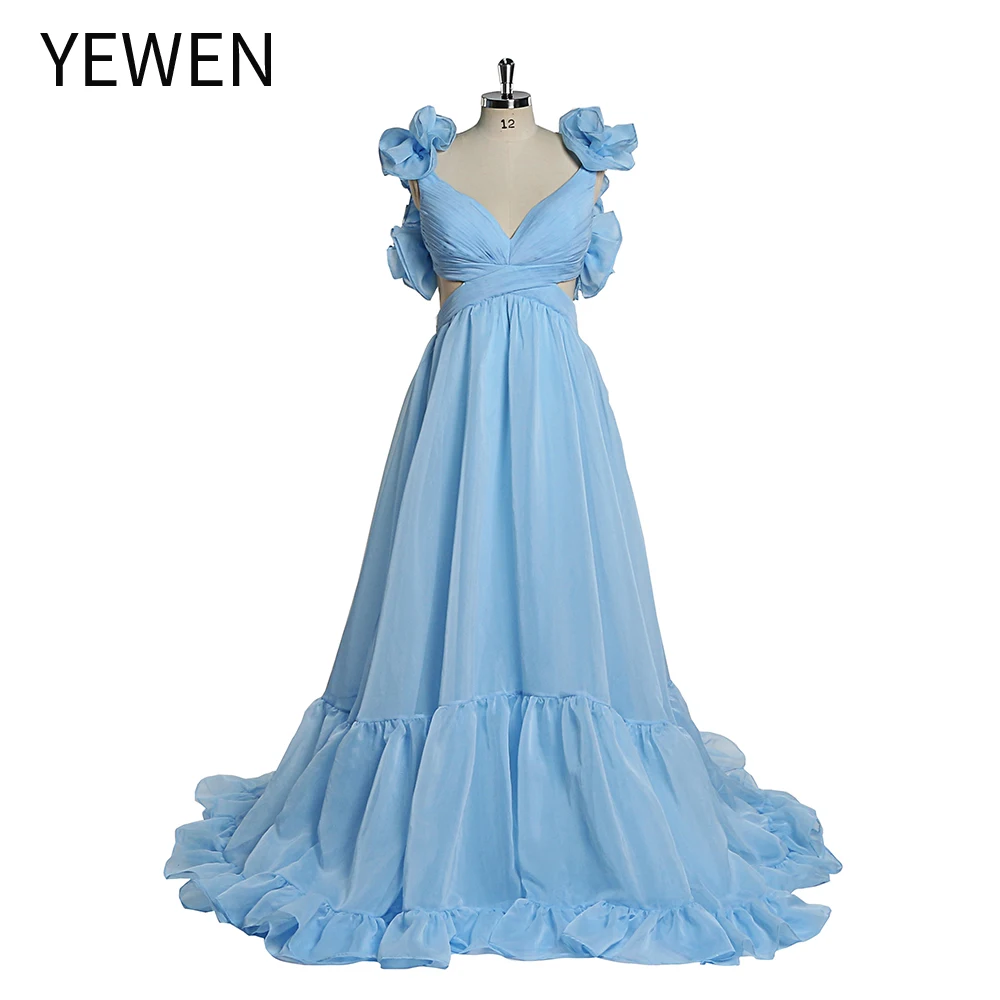 

New Arrival Elegant Ruffles Backless Evening Prom Dresses Woman Photography Gowns YEWEN YW221116