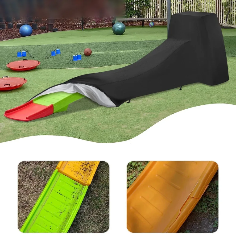 

Чехол для детской горки для улицы, размер для малышей, 279 см (длина) x 69 см (ширина) x 71 см (высота), из водонепроницаемой ткани Оксфорд, защита от УФ-излучения, черный