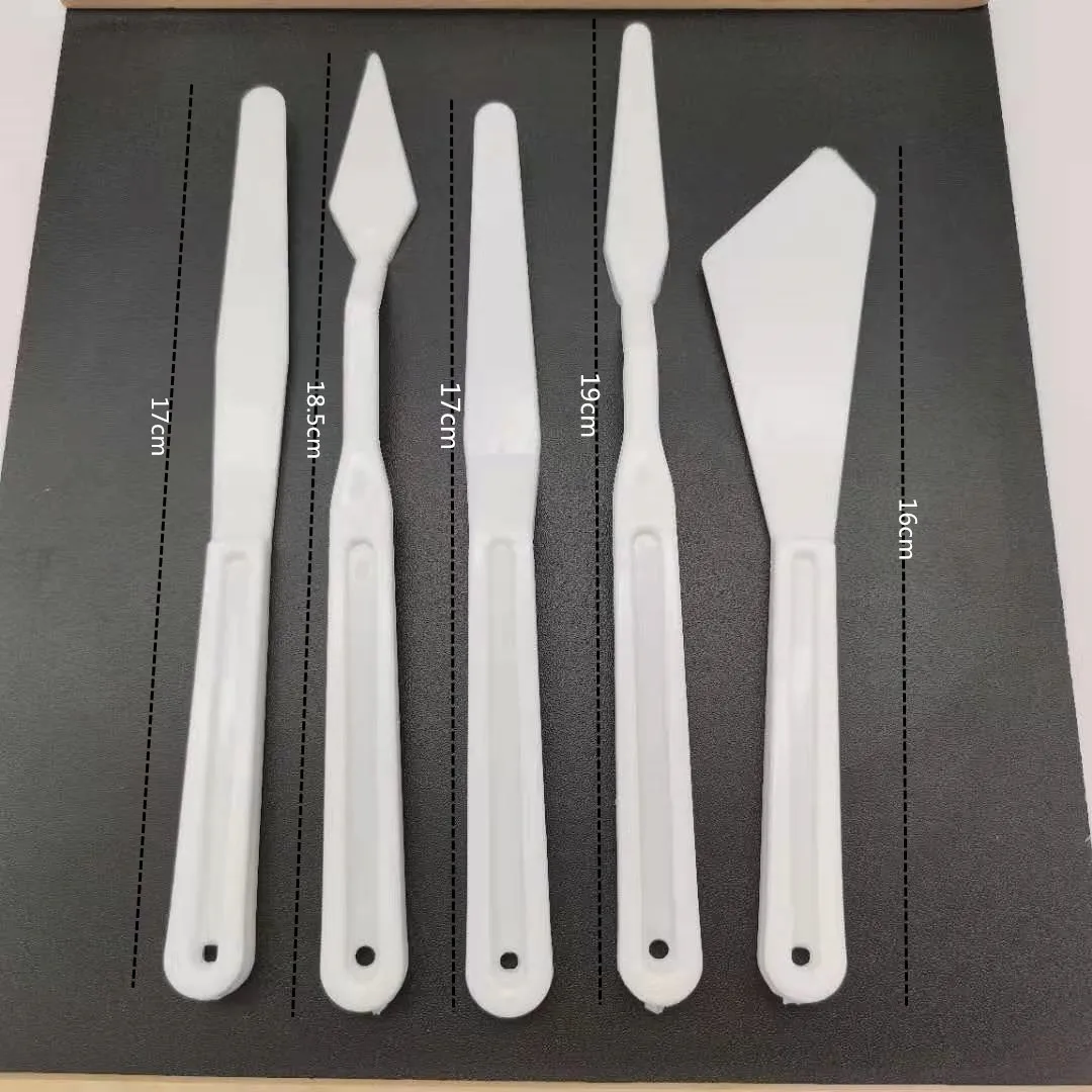 5-teiliges Kunststoff-Spachtelset, Dünne und Flexible Palettenmesser, Kunstwerkzeuge für Acrylfarben-Malerei – Detail 5