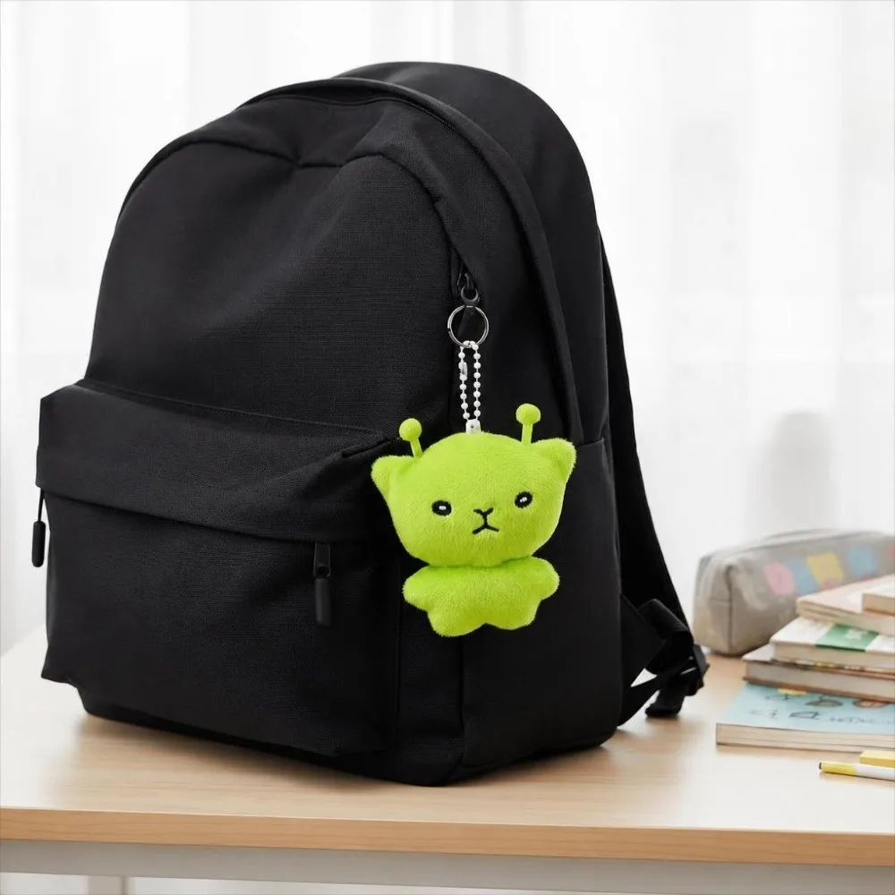 Cartoon-Plüsch-Rucksackanhänger, Mini-Handyband, Kawaii-Stil, süßer Stern-Alien-Katzen-Schlüsselanhänger, Taschendekoration – Detail 6