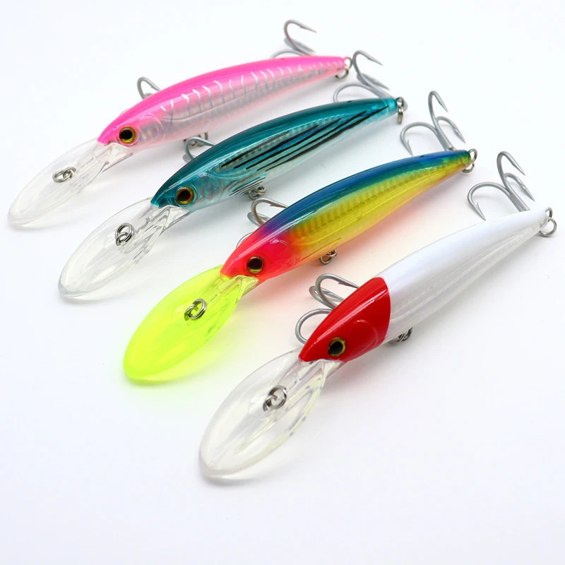 DORISEA 12cm 32g Deep Sea Fishing Minnow Saltwater Trolling Lure Tuna Mackerel Bait With VMC 9626 Treble Hook