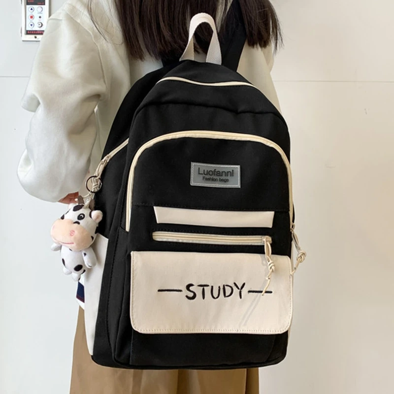 Trường Sách Túi Nhiều Túi Lô Nylon dành cho Teen Girl Học Đại Học Dung Tích Lớn Schoolbag Học Sinh Dễ Thương Daypack