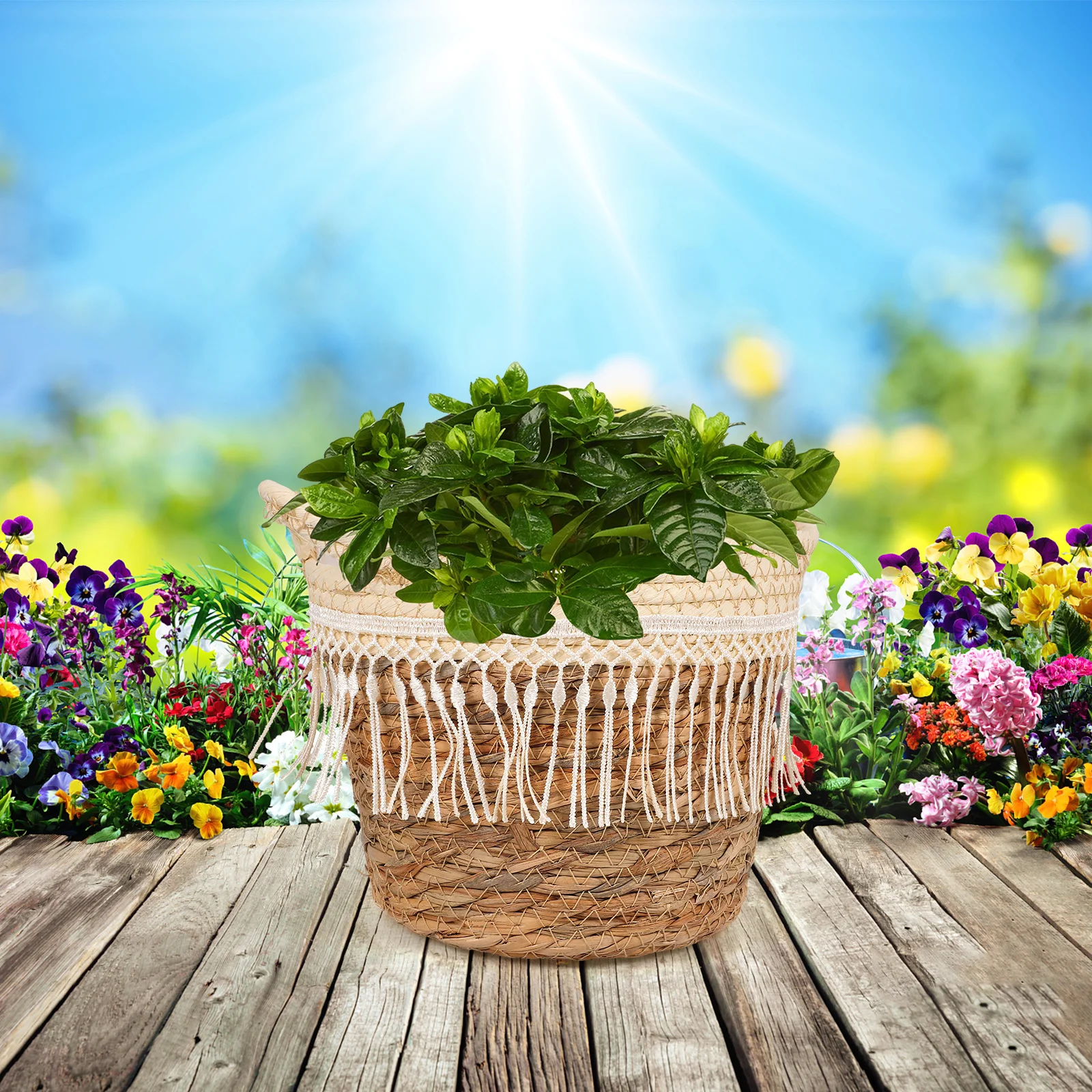 

Woven Plant Pot Basket With Liner For Indoor Outdoor Plants Decorative Flower Container Rustic Seagrass Planter Durable