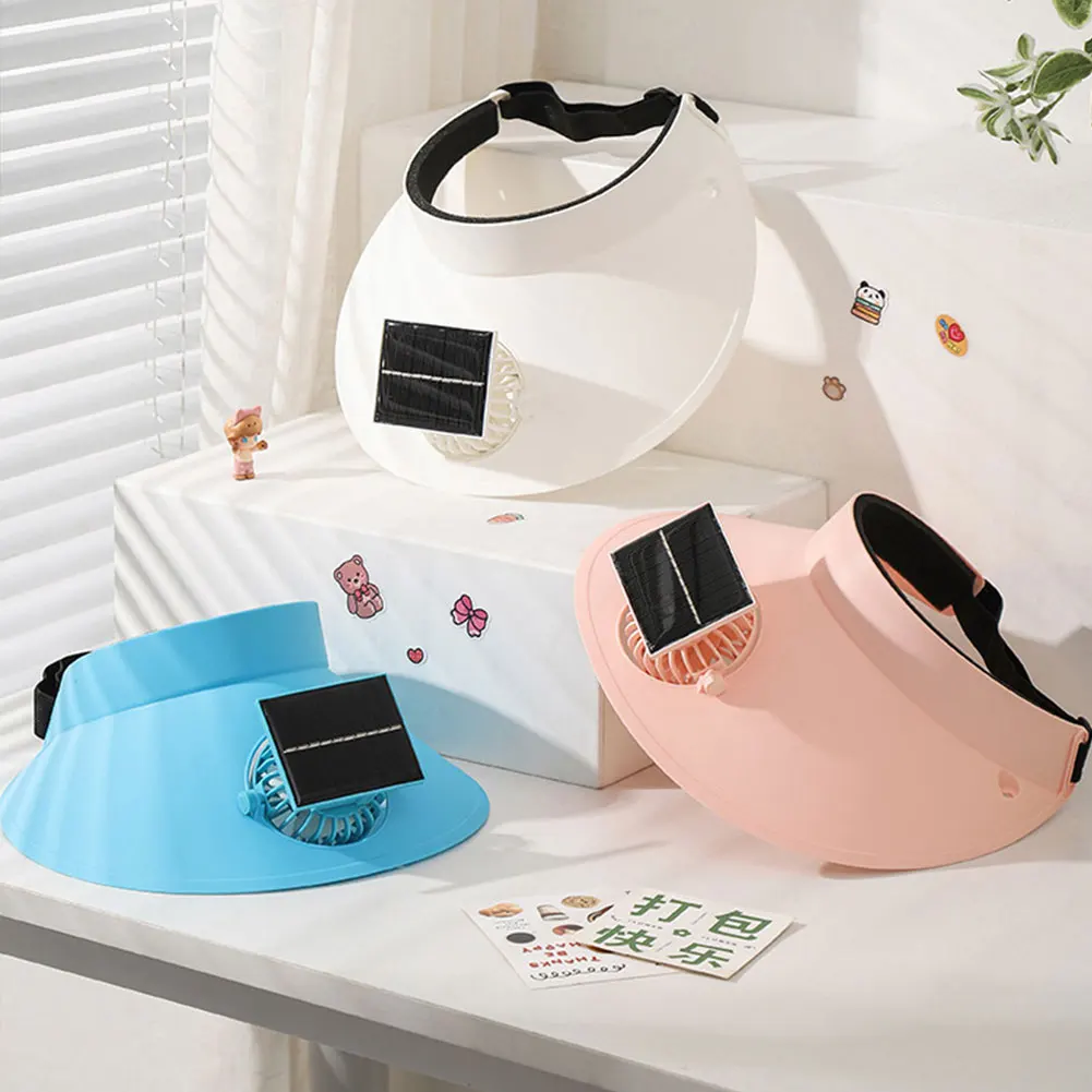 

Summer Sun Visor Hat with Fan Three Temp Settings Empty Top Cap Breathable Cooling Fan Hat for Sun Protection and Outdoor