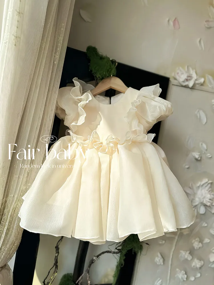 

Платье для девочек на 1-й день рождения, свадебное платье для девочек-цветочниц, высококачественное детское праздничное платье