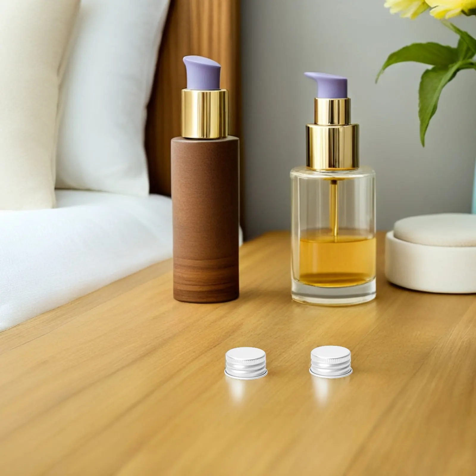 

100 шт. дорожных герметичных алюминиевых завинчивающихся колпачков 20 мм, сменные резьбовые крышки для стеклянных бутылок и баночек для лосьонов