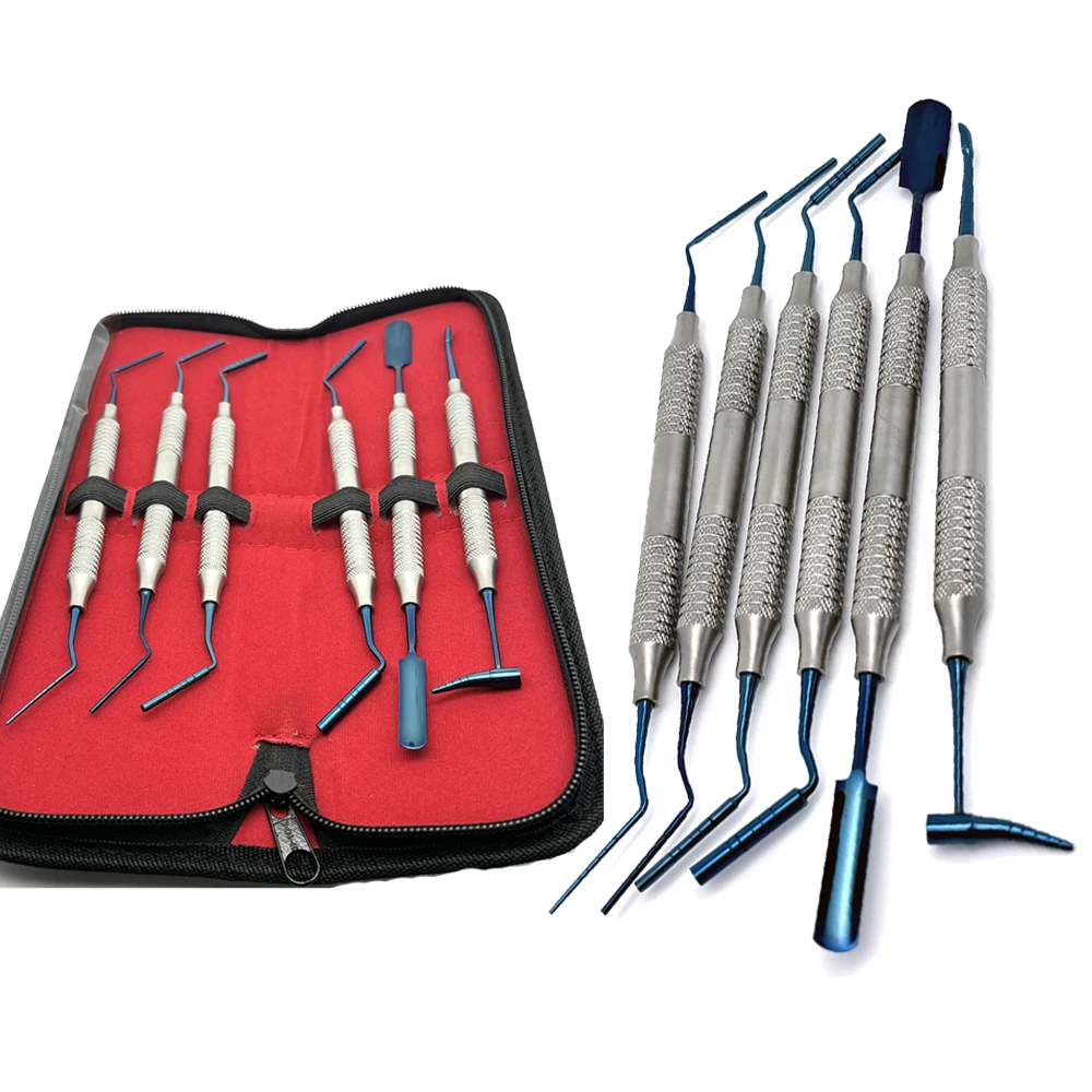 6Pcs/kit Dental Bone Grafting Instruments Set Stainless Steel Dental Spatula Filler Restorative Bone Graft Instruments Tool