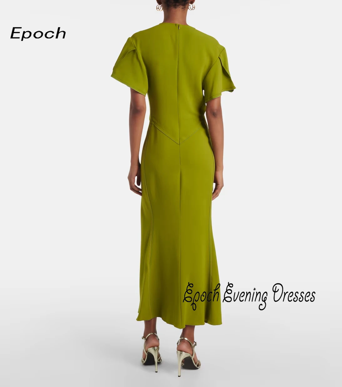 Epoch Evening Dresses فساتين مناسبة رسمية Elegant Short Sleeve Gown in Crepe Ankle-length Gowns Summer Cocktail Party Prom Dress