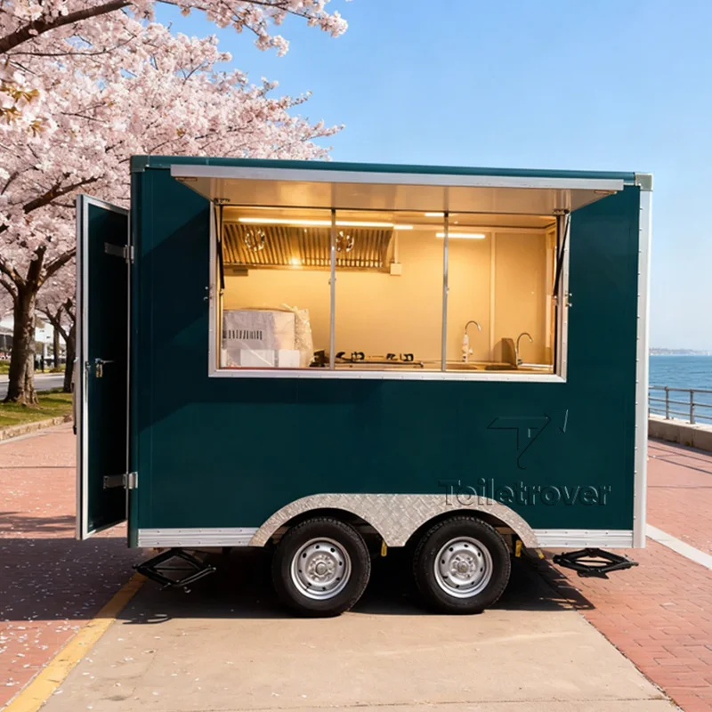 

Commercial Street Beverage Food Trailer Lemonade Juice Wine Pancake Dessert Bubble Tea Coffee Cup Food Truck