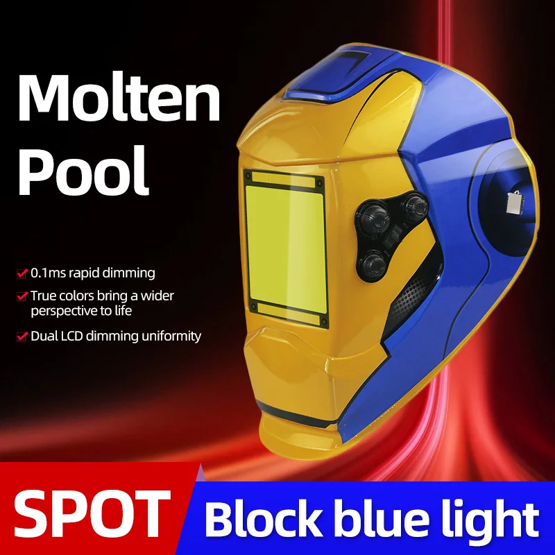 

Auto Darkening Welding Helmet Large View Wide Shade 4-9/9-13 for TIG MIG ARC Welding And Cutting Grind - Adjustable Comfort Fit