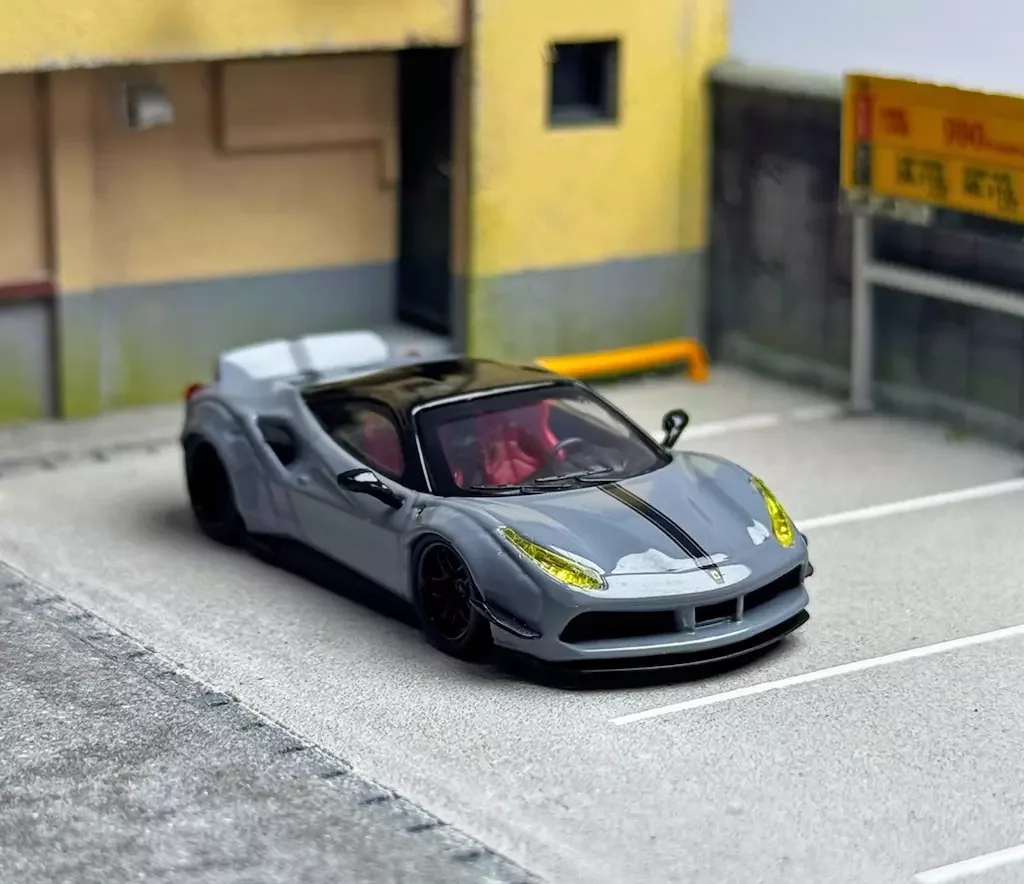 

CR CM 1:64 Gray LBWK 488 Widebody Super Racing Sports Model Diecast Metal Car