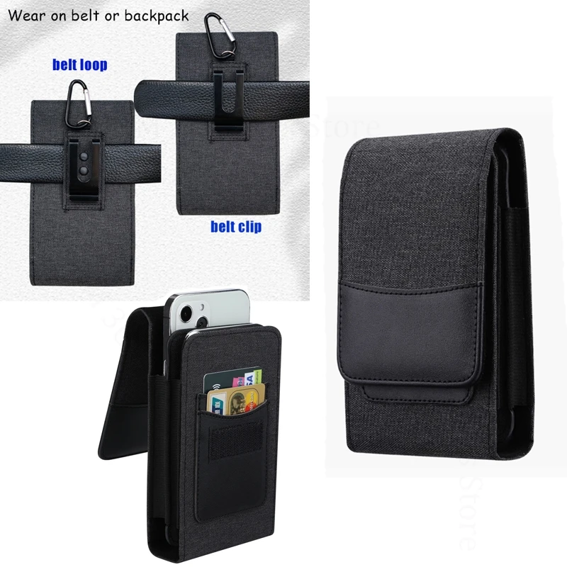 

Nylon Leather Phone Case For Honor Power GT Pro Phone Pouch Belt Clip Card Waist Bag For Honor X70 X70i X60 X50 GT X40 X50i Plus