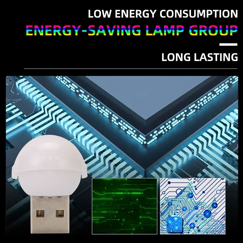 5 قطعة USB التوصيل مصباح متعدد الألوان مصباح محمول الكمبيوتر القراءة مصباح سيارة الداخلية ديكور جو لغرفة النوم ضوء الليل #5