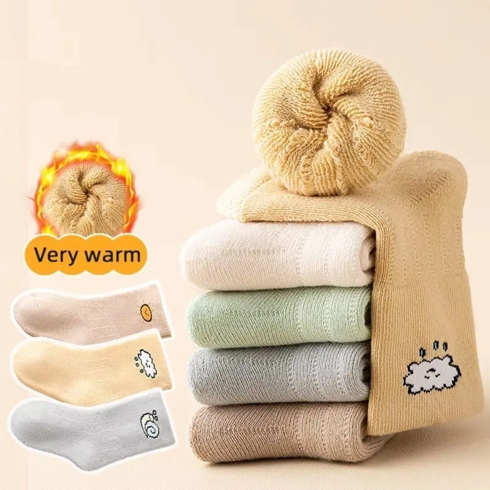 

New Plush Newborn Sock Thicken Warm Middle Tube Socks Anti-Cold Velvet Hosiery Autumn and Winter
