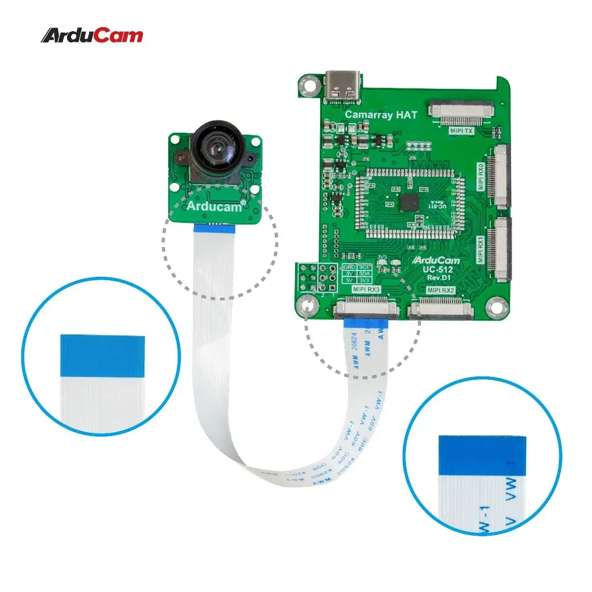 

Комплект четырехъядерной камеры Arducam 12 МП * 4 для Raspberry Pi, Nvidia Jetson Nano/Xavier NX, четыре модуля цветных камер IMX477