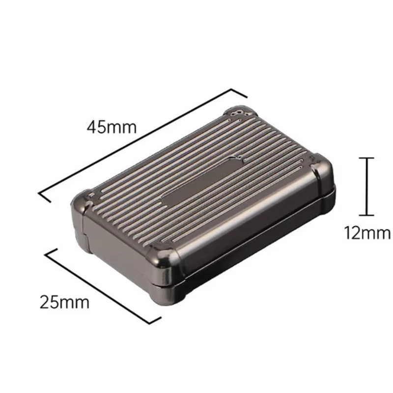 Luggage Shape Full Metal Infinite Slider Fidget Toy, Creative Portable Travel EDC Push Card Spinner Trendy Stress Relief Toy