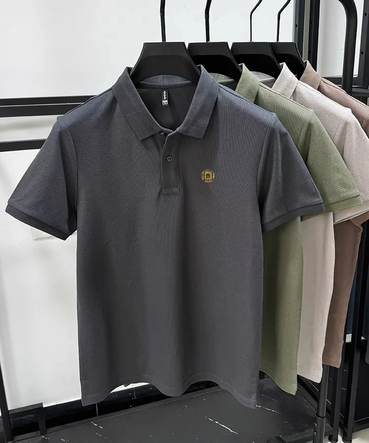 

100% fashionable pure cotton mens new short sleeve summerluxury custom golf polo shirt high-end brand badge design casual Tshirt