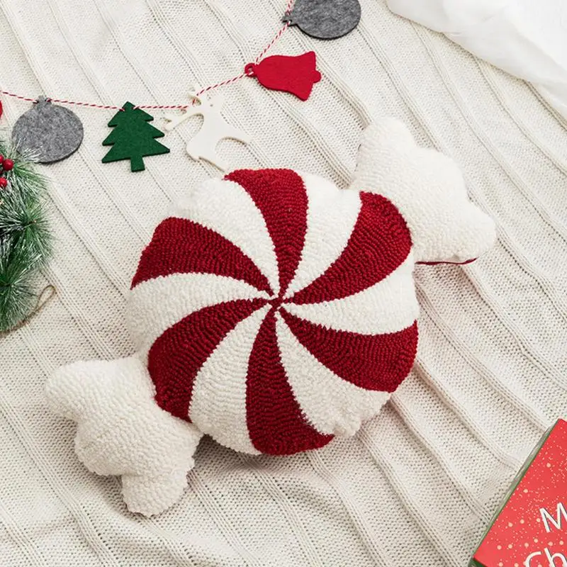 Soft Candy Cane Plush Pillow Stuffed Lollipop Candy Cane Throw Pillow Christmas Decorative Cushion Party Supplies