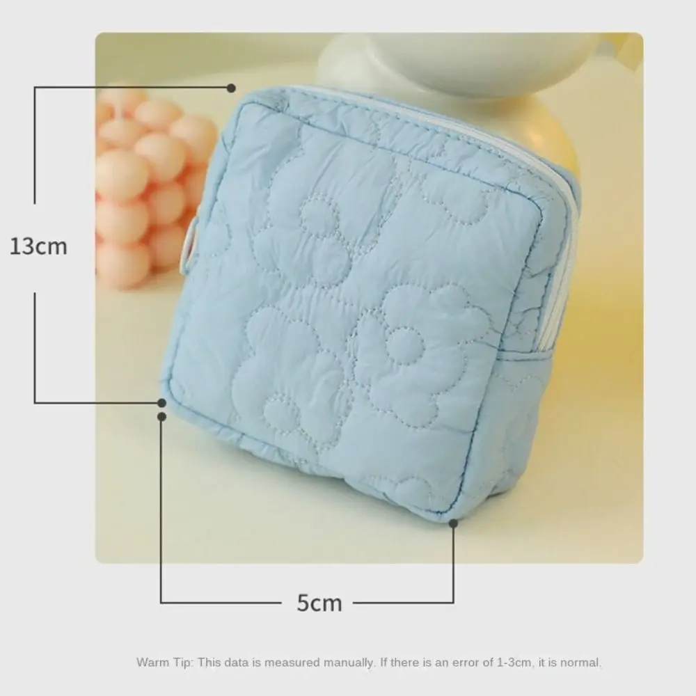 Polyester Cotton Period Bag Portable Square Flower Design Sanitary Napkin Storage Pouch Storage Bag Woman Girls