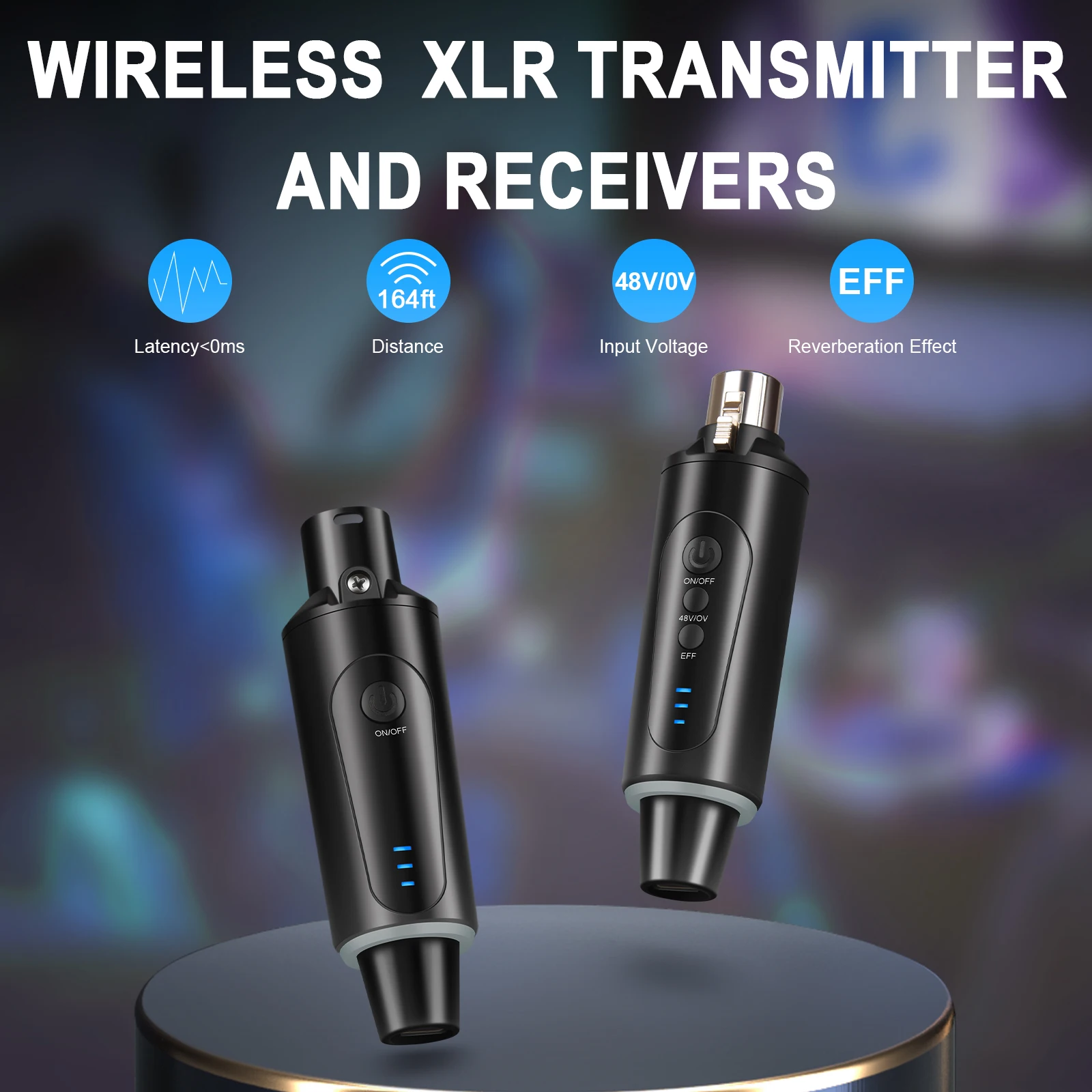 Wireless Microphone System XLR Mic Converter Adapter 2.4GHz Automatic Transmitter Setup For Condenser Dynamic Mic