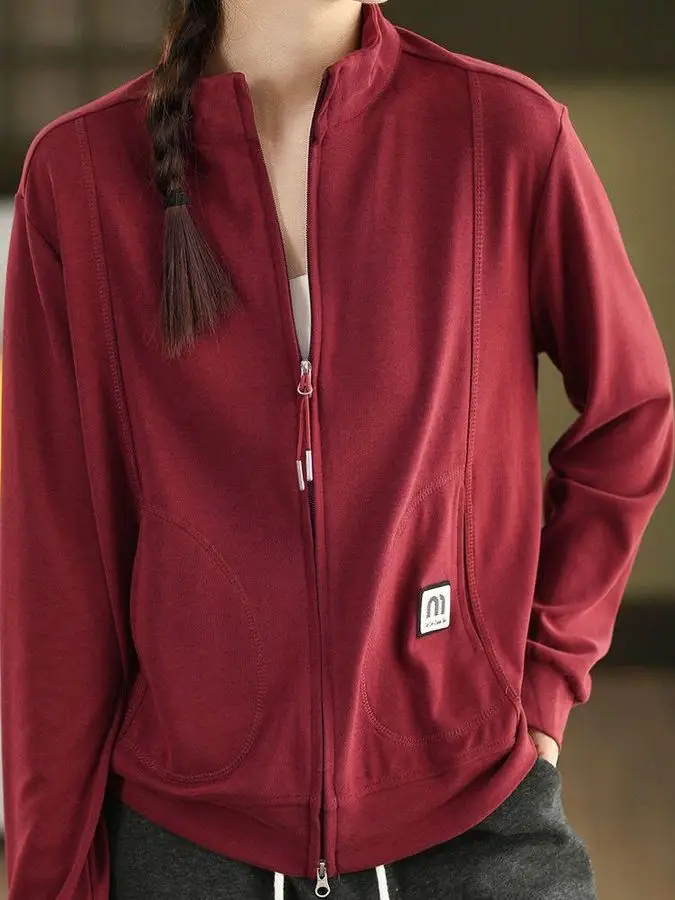 

Thiened Double-sided Fce Hoodie Women's Outerwear Zipper Patchwork Long Sve Top Faionable Autumn Winter New Arrival