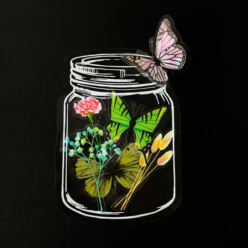 30/20pcs DIY Glass Bottle Stickers Scrapbooking Decorative Sticker Art Craft Transparent Dried Flower Bookmarks Decor