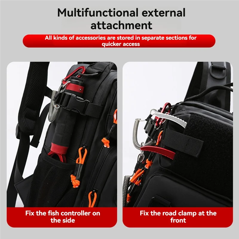 

B48B-Fishing Lure Backpack With Rod Holders Chest Bag Waist Bags Outdoor Hiking Shoulder Rucksack Large Case