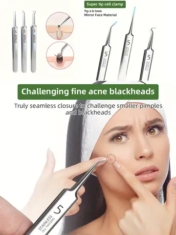 German Ultra-fine No. 5 Cell Pimples Blackhead Clip Tweezers Beauty Salon Special Scraping & Closing Artifact Acne Needle Tools