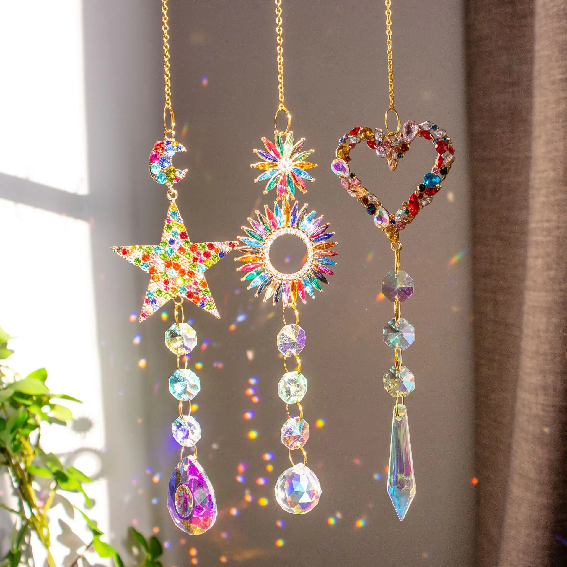 

Heart Love Crystal Wind Chime Window Craft Outdoor Garden Hanging Pendant Suncatcher Diamond Prisms Pendants Home Decoration