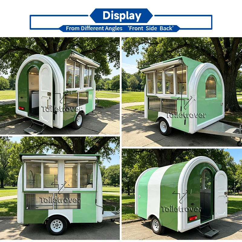 Outdoor Mobile Food Trailer Waffle Crepe Food Trailer Cart Dessert Pancake Donut Commercial Food Truck with Fully Equipped
