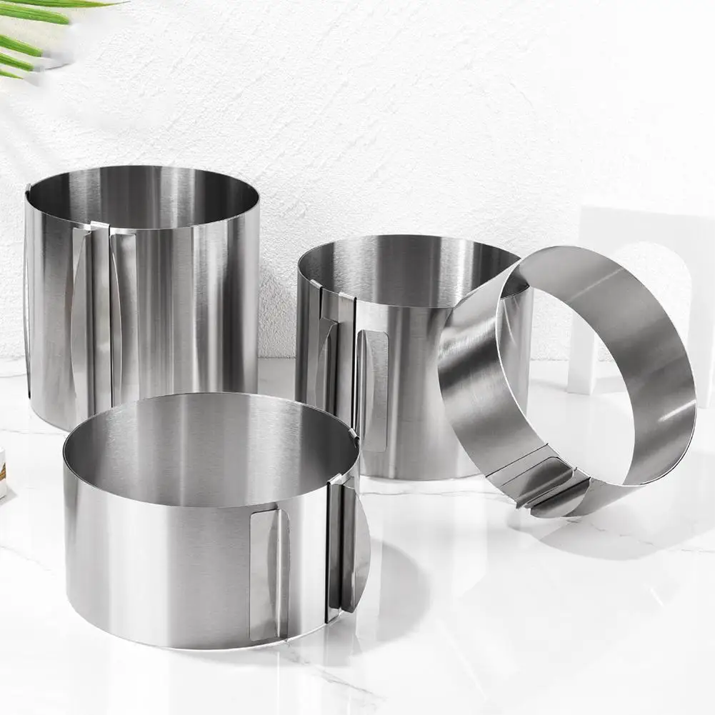 

430 Stainless Steel 6-30cm Telescopic Mousse Ring Rustproof With Scale 6cm 8.5cm 12cm 15cm Heightened Baking Cake Ring