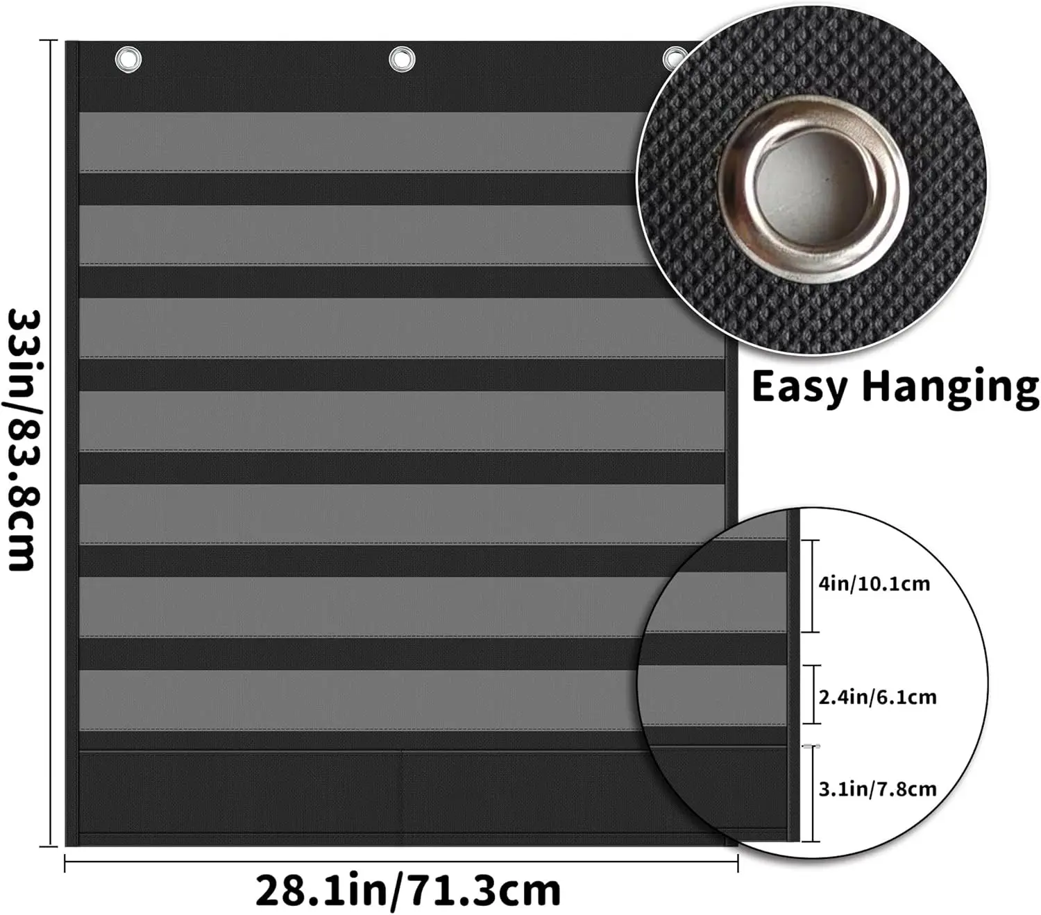 7 Pockets Classroom Standard Pocket Chart for Alphabet Learning with Storage Kids Chore Chart Word Wall Sentence Strips Chart