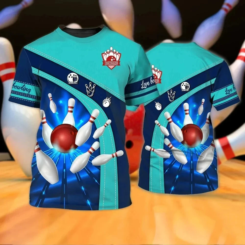 Funny Bowling Sports T-Shirts 3D Print Summer Men Women Casual Short Sleeve T Shirt Oversized Tops Harajuku Tees Man Clothing