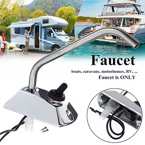 12V Galley Electric Water Pump Tap Faucets Water Tap- W/ Switch Single Hole Water Electric Faucet Tap For Caravan/Boat/RV/Marine
