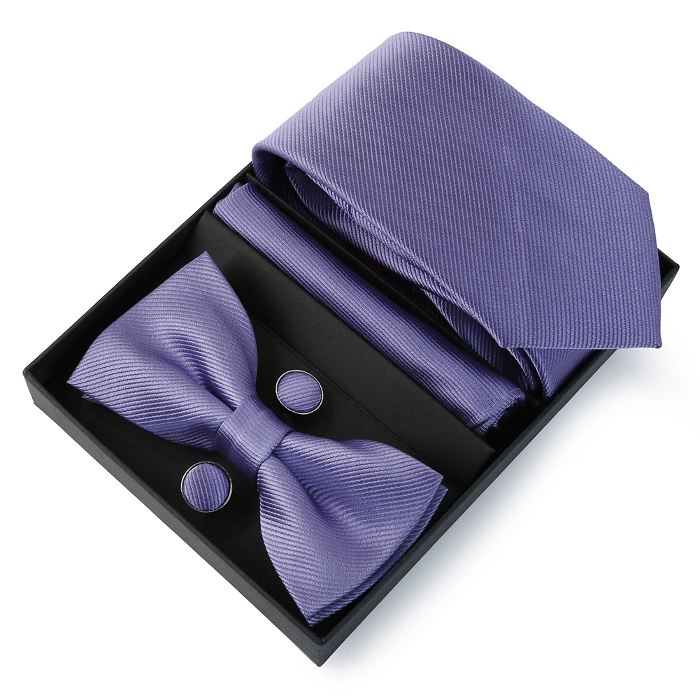 

Fashion Men's Thrend Solid Colors Tie Gift Box Set Tie Bow Tie Handchief Cufflink Luxury Elegant 4-Piece Wedding Business Party