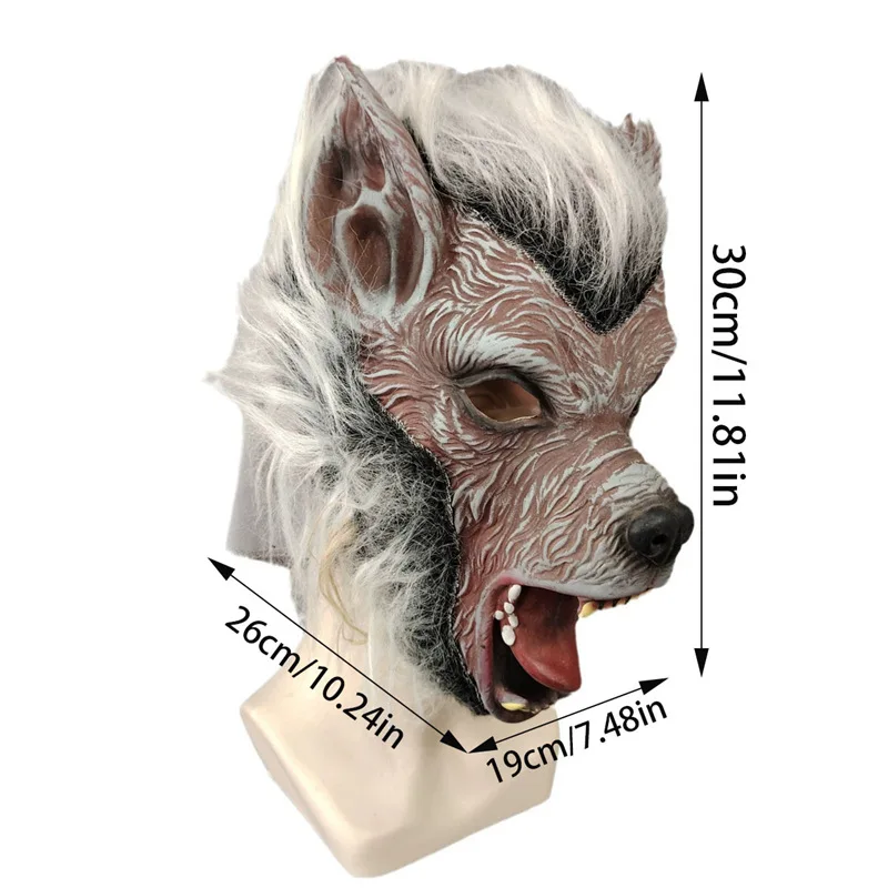 Werwolf-Maske für Herren Halloween-Kostüm Ganzkopf-Latex-Wolfsmaske – Detail 1