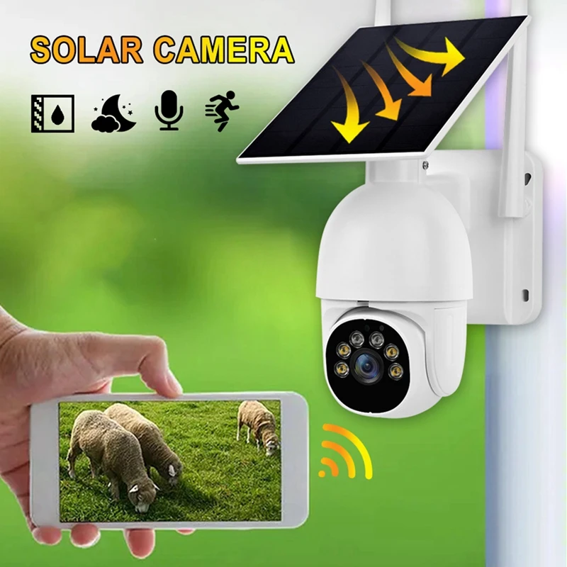 كاميرا IP Tuya بالطاقة الشمسية ، P ، HD ، PTZ ، رؤية ليلية ، صوت ذو اتجاهين ، لوح شمسي ، مراقبة خارجية