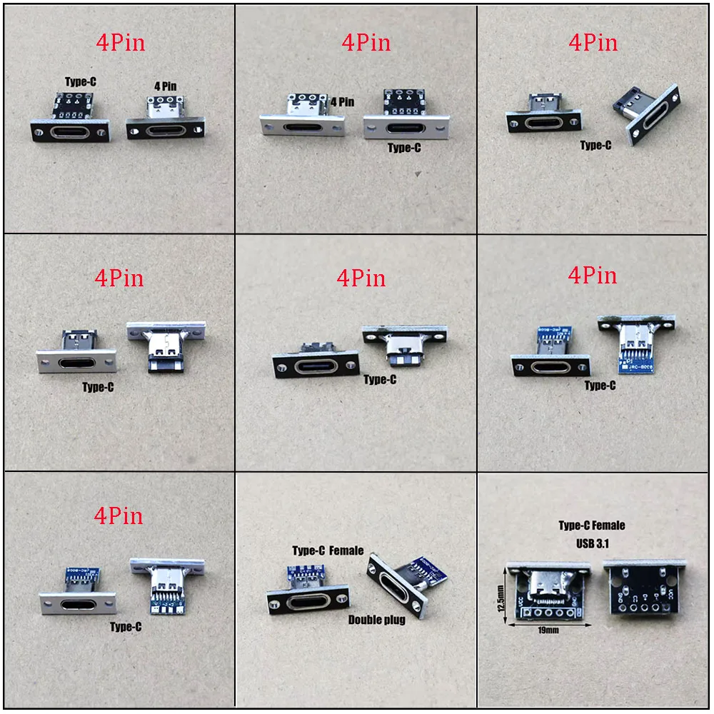 1Pce USB 3.1 Type C Female Double-sided Positive Negative Plug-in Test Board With PCB Board Type-c Connector Data Charging Port