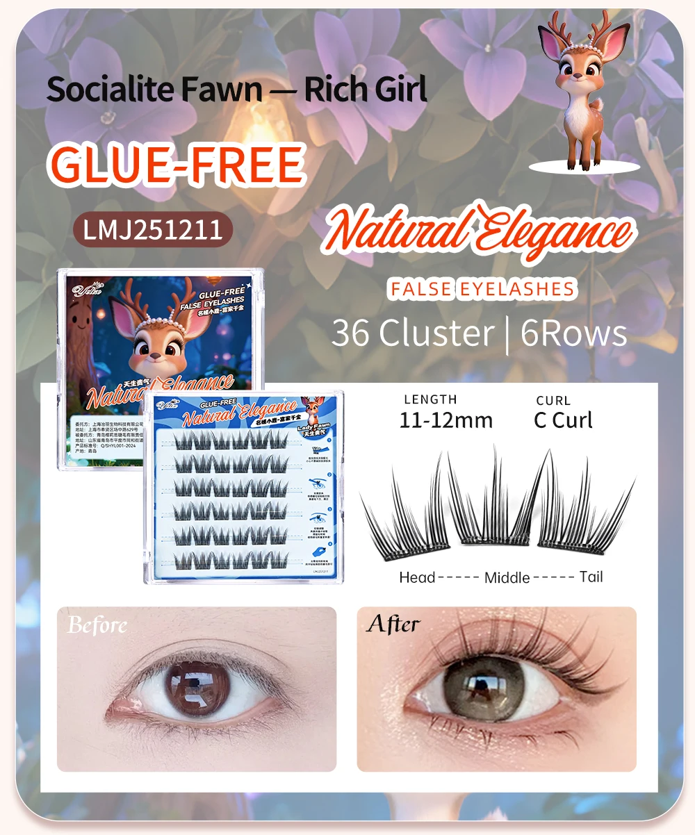 Yelix Kleberfreie Falsche Wimpern 15 Stile Selbstklebende Cluster-Wimpern Natürliche Einzelwimpern-Verlängerungen Großhandel Wimpern-Zubehör – Detail 17
