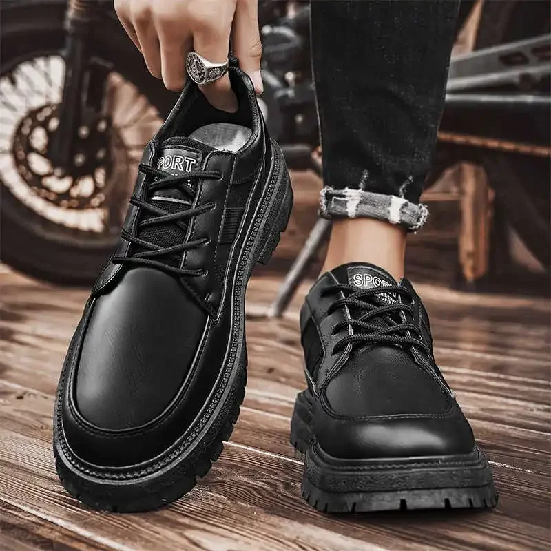 Sumer Normal Leather Black And White Boots Tennis Sneakers Fashion Men Shoes Sport Men Tenes Mascolino Beskets Comfort