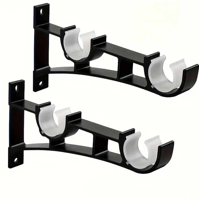 1pc Curtain Rod Bracket Double Curtain Rod Bracket Hook Rod Base Bracket Curtain Rod Accessories Heavy Curtain Rod Bracket