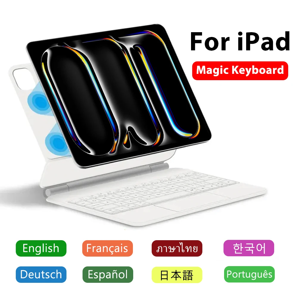 For iPad Pro 13 12.9 12 9 11 Inch M4 M2 Magic Keyboard Case For iPad Air 5 4 10th Generation Funda 2024 Bluetooth Keyboard Cover