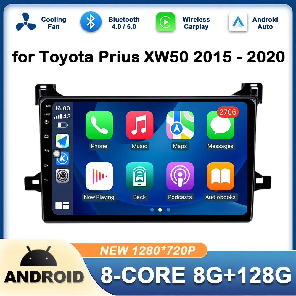 

for Toyota Prius XW50 2015 - 2020 Wireless Carplay 4G Smart System Head Unit Car Radio Audio Player GPS Navi Auto Tools WiFi BT