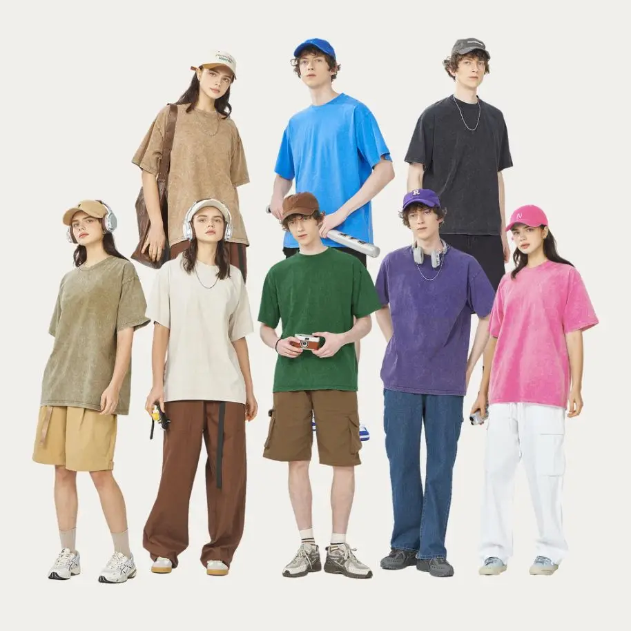 

Men's 100% Cotton Oversized T-shirts 250g Heavyweight Snowflake Vintage Retro Summer Tee Plus Size Hip Hop Luxury Washed Tops