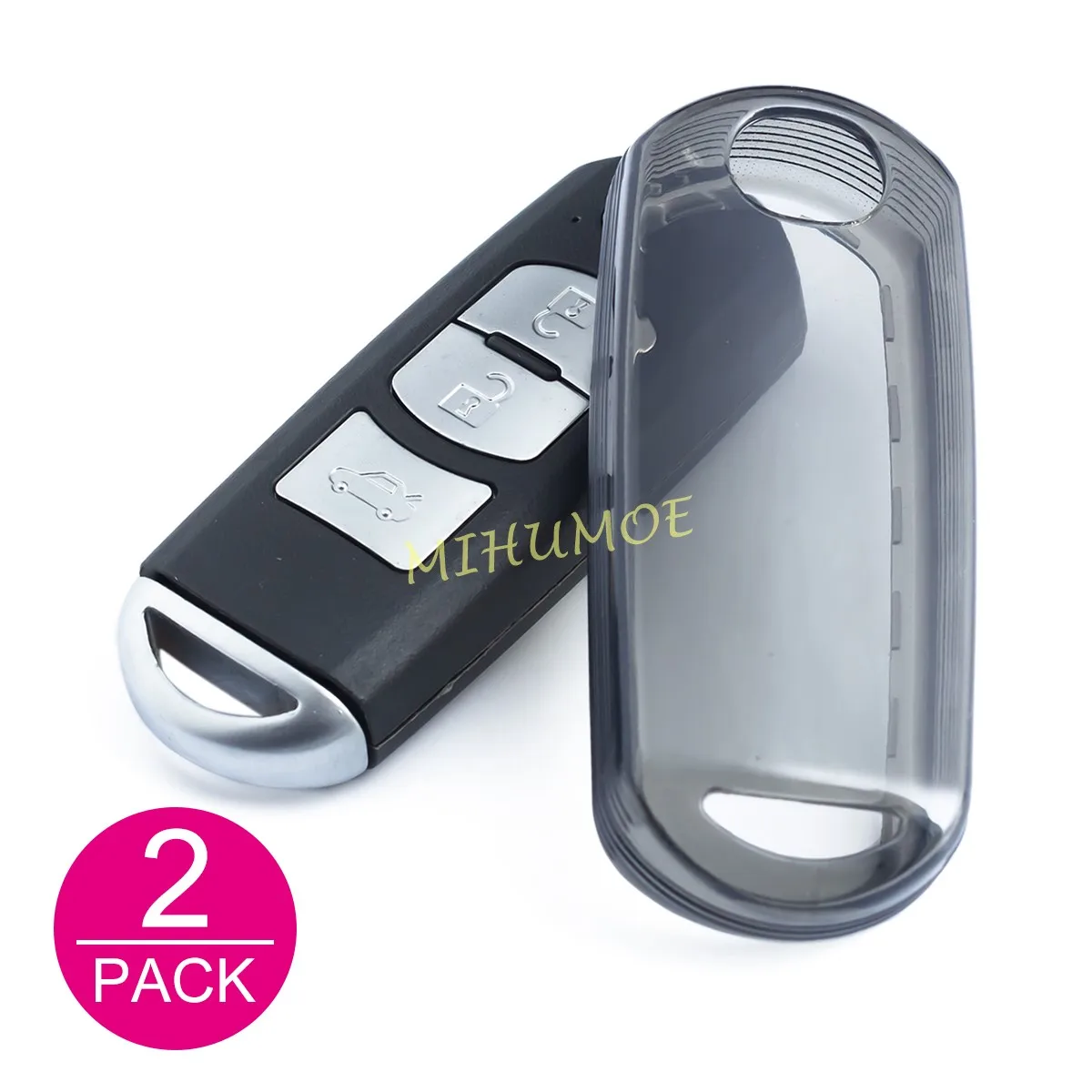 Transparent Remote Key Shell Case Cover For Mazda 2 3 6 CX-3 CX-5 CX-9 MX-5 Mazda2 Mazda3 Mazda6 2016 2017 2018 2019 Black/Clear