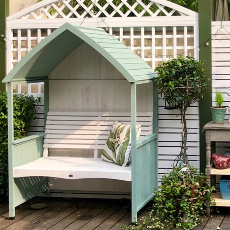 

Outdoor gazebo, long chair, seat, wooden house, rain-proof, anti-corrosion and sun-proof courtyard villa