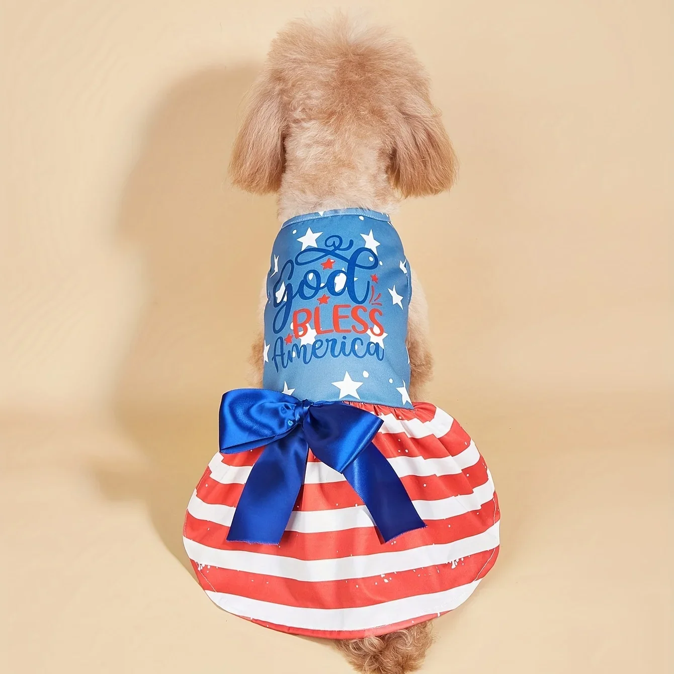 Pet Clothes for Dog Cat Puppy Dress American Flag Dog Outfits with Bowknut Independence Day for Small Medium Dog