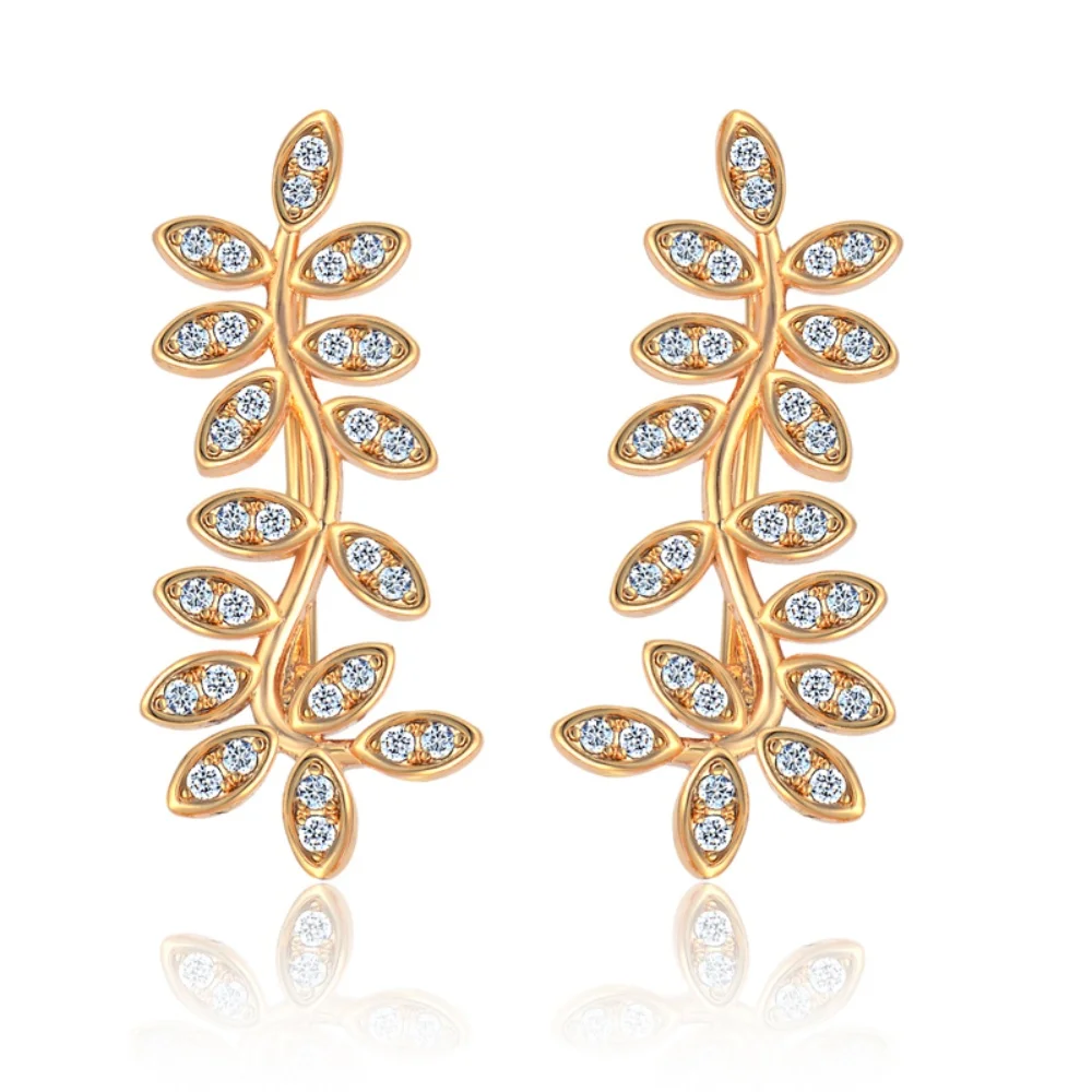 

Punk Fashion Iced Out Leaf Clip Shape Earrings Female Gold Color Cubic Zirconia Ear Cuff For Women Vintage Jewelry Gift 2025