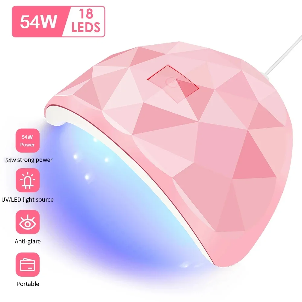 54W Nail Dryer Lamp UV Light For Nails Eyes Protection UV Lamp for Gel Nails Gel Nail Polish Curing Dryer Home Salon Tool